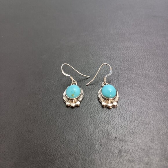 Native America Navajo Sterling Silver Turquoise Dangle Earring's By S. McCarthy - Picture 2 of 7